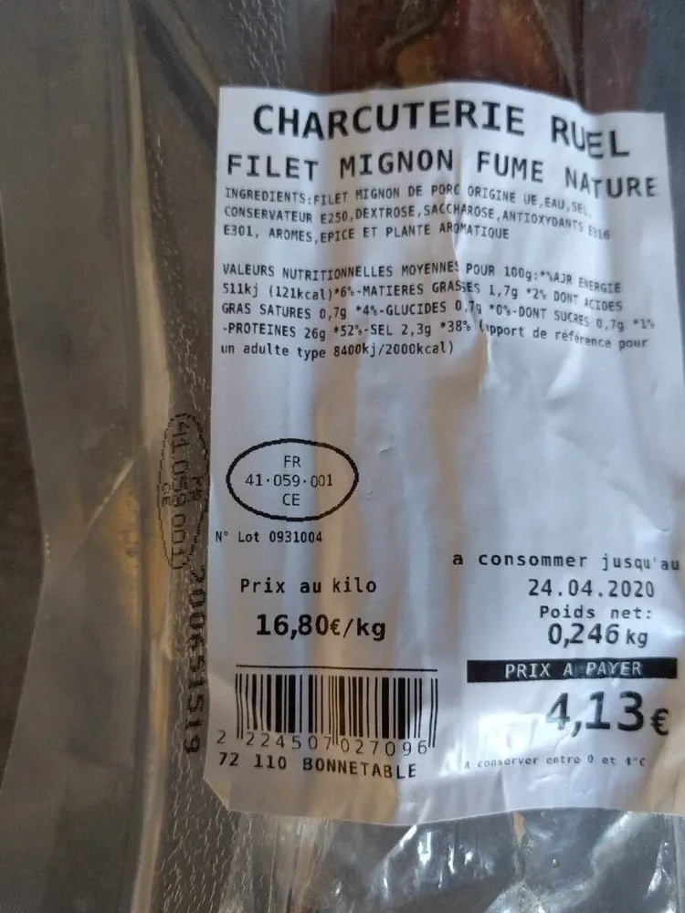 Filet mignon fumé nature