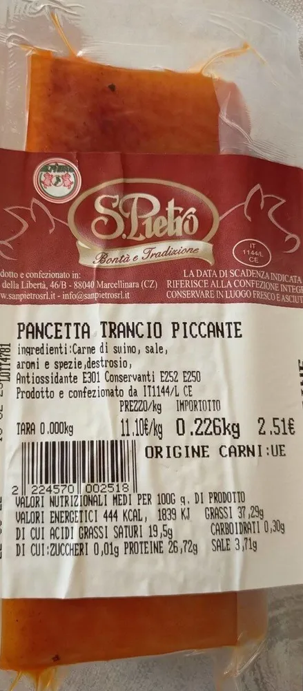 Pancetta trancio piccante