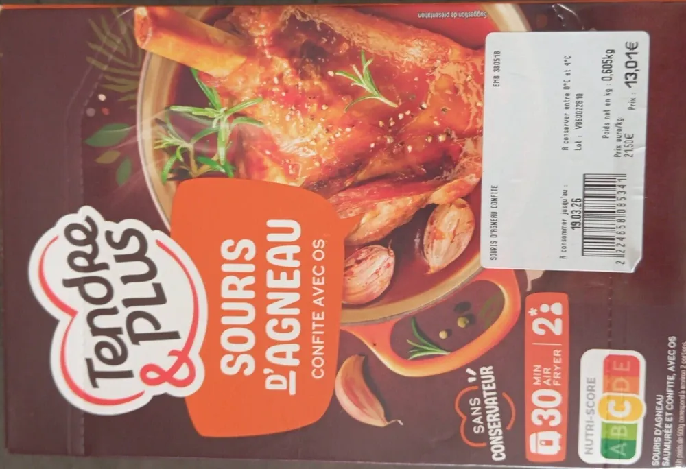 Souris d'agneau confite avec os