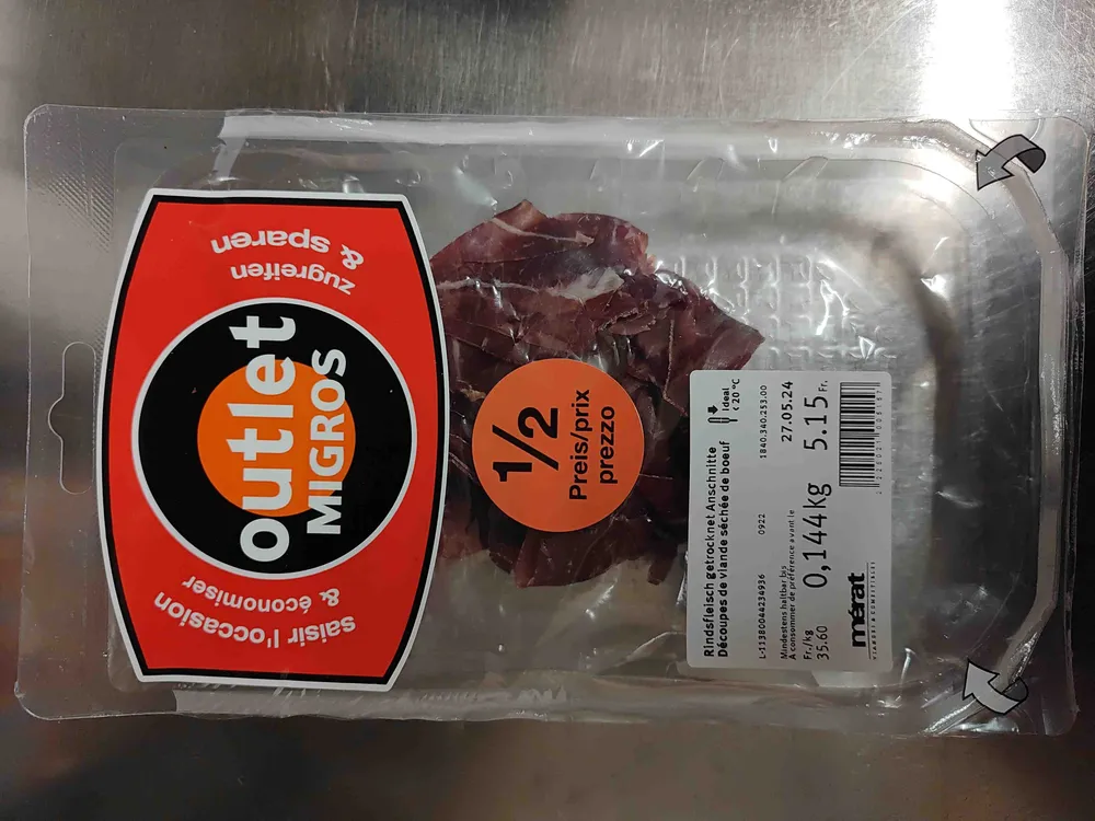 Rindsfleisch getrocknet Anschnitte