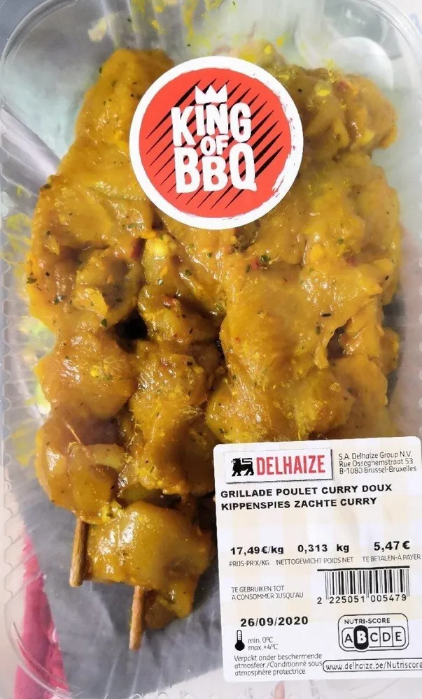 Grillade poulet curry doux