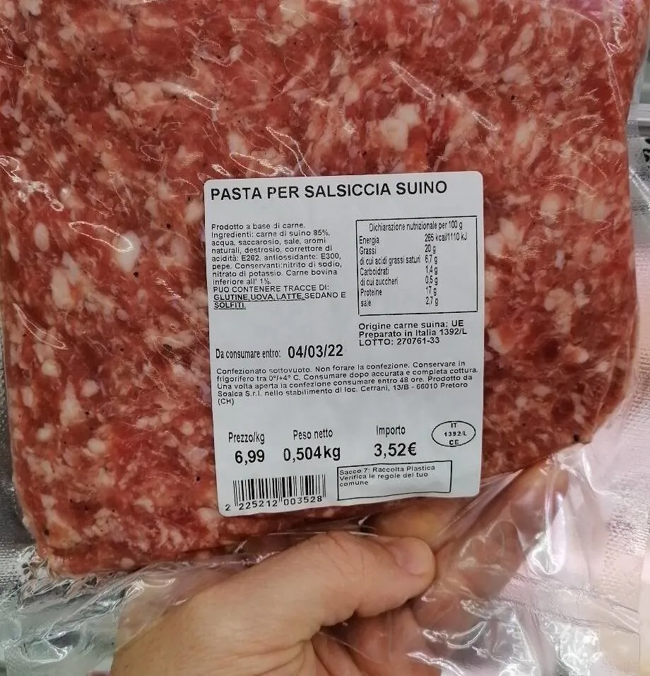 Pasta per salsiccia suino
