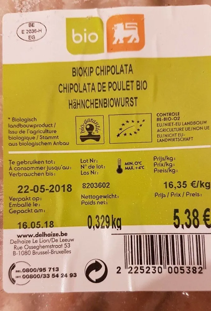 Chipolata de poulet bio
