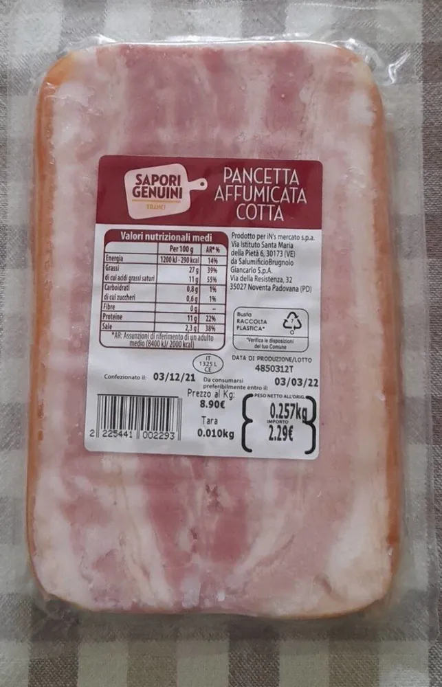 Pancetta affumicata cotta