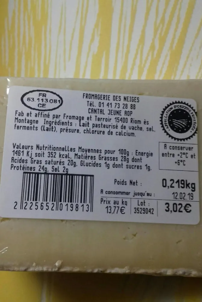 CANTAL JEUNE AOP