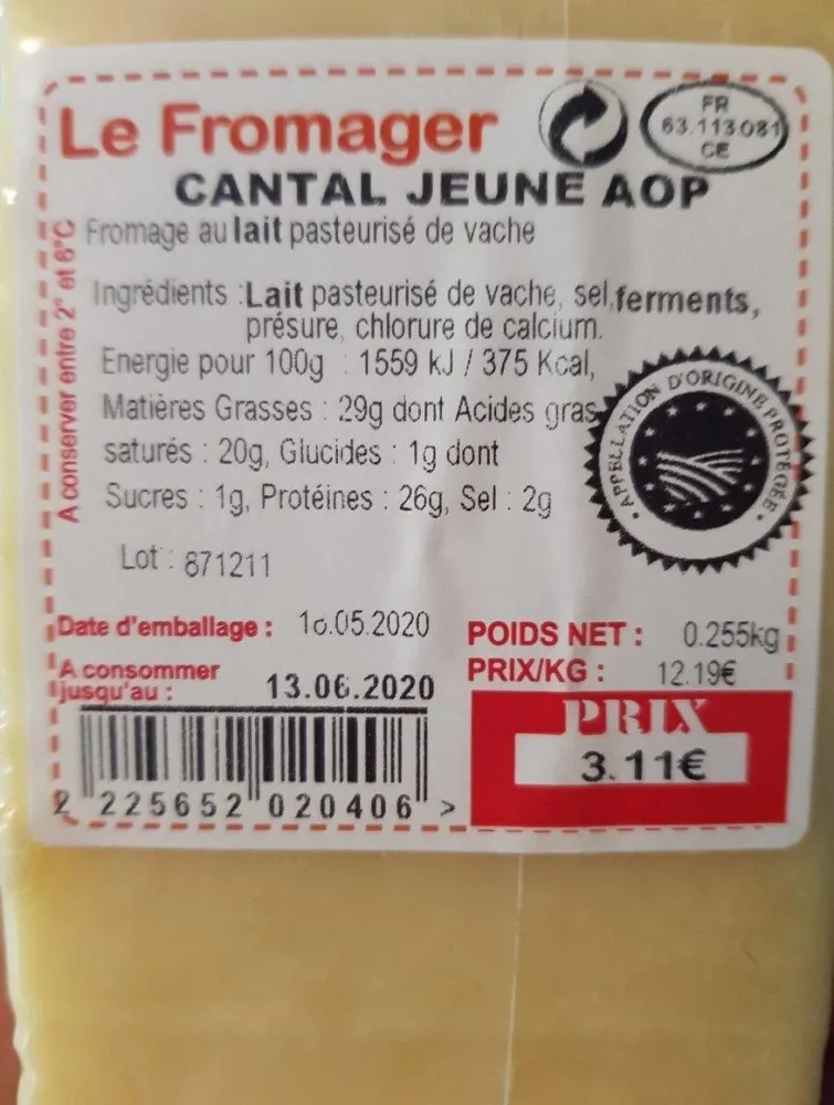 Cantal jeune AOP