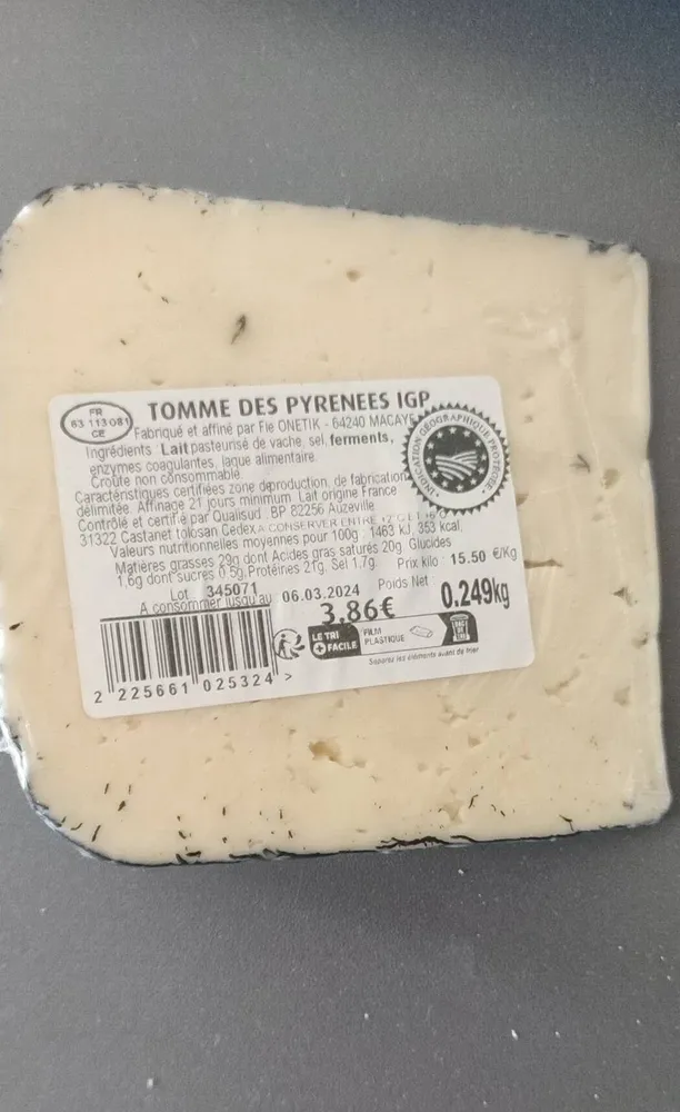 Tomme des Pyrénées IGP