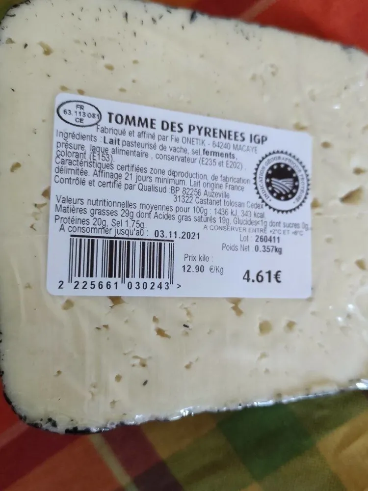 Tomme des Pyrénées IGP