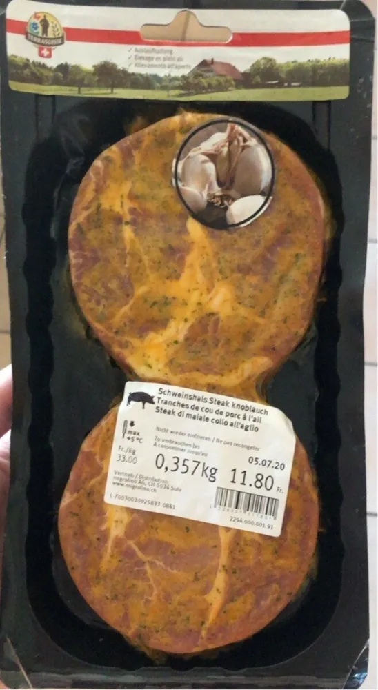 Tranche de cou de porc à l’ail