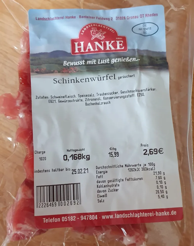 Schinkenwürfel geräuchert