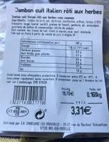 Jambon cuit italien rôti aux herbes