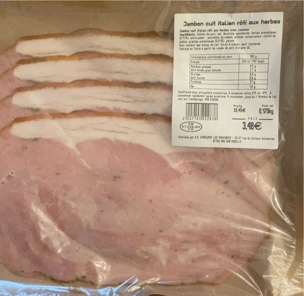 Jambon cuit italien rôti aux herbes