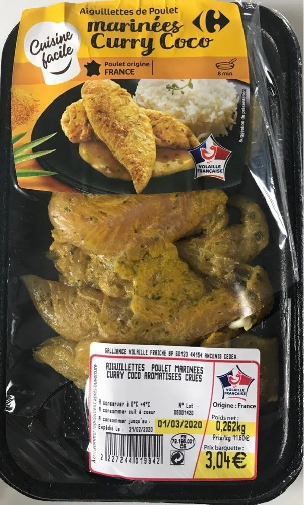 Aiguillettes poulet curry coco