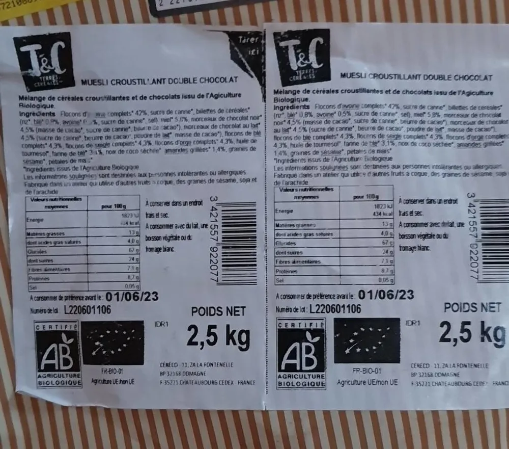 Muesli croustillant double chocolat