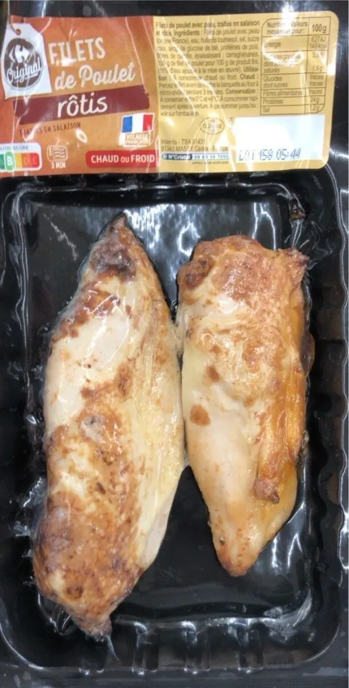 Filets de poulet rotis