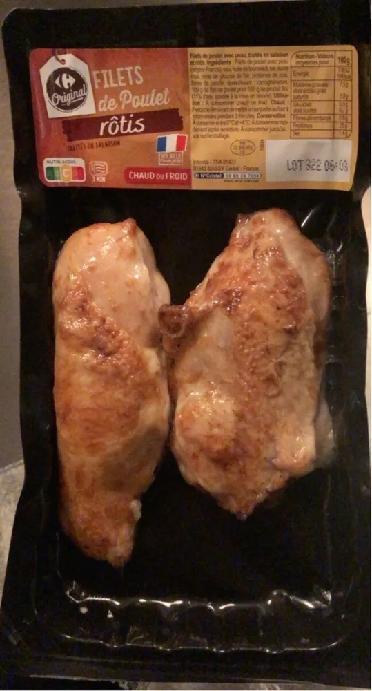Filets de poulet rotis