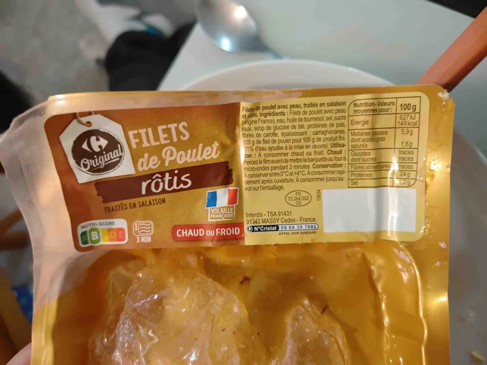 Filets de poulet cuit