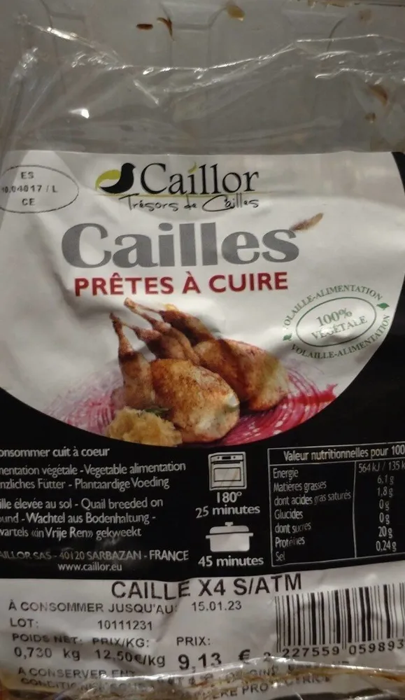 Cailles prête à cuire