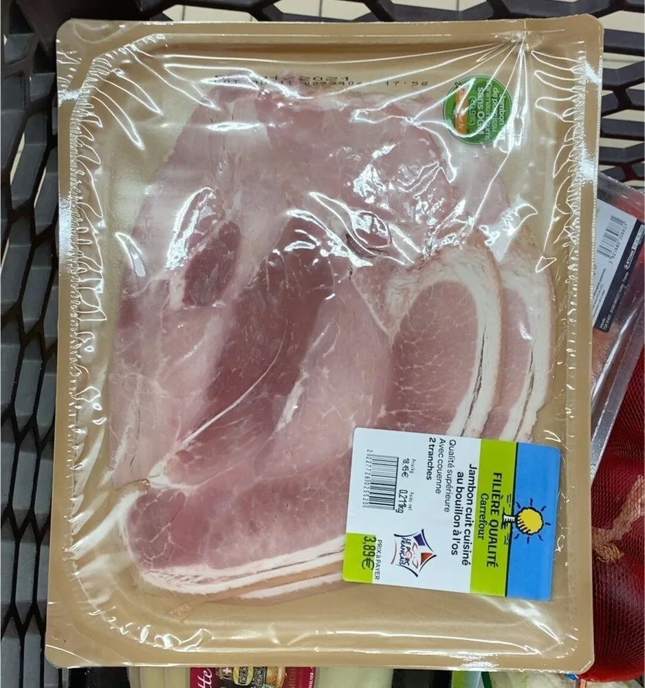 Jambon cuit cuisiné au bouilon a l’os