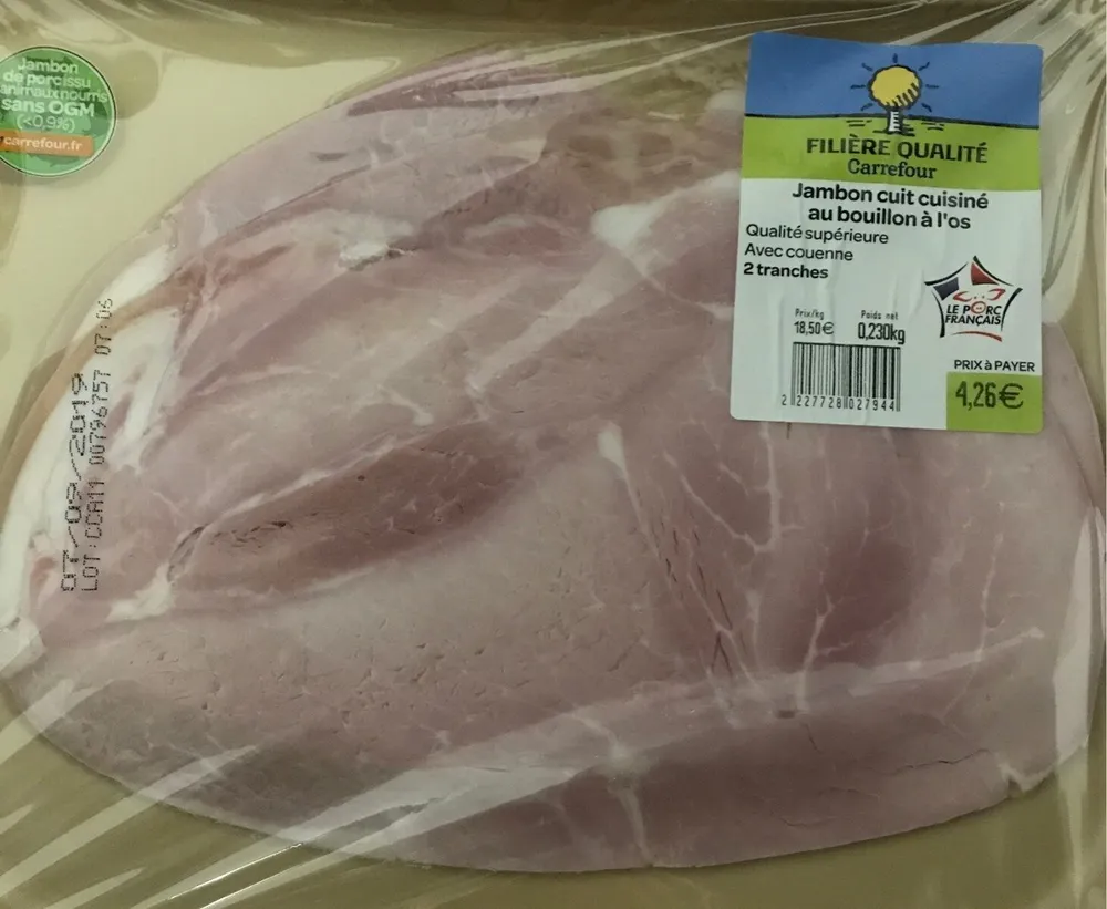 Jambon cuit cuisiné au bouillon à l'os