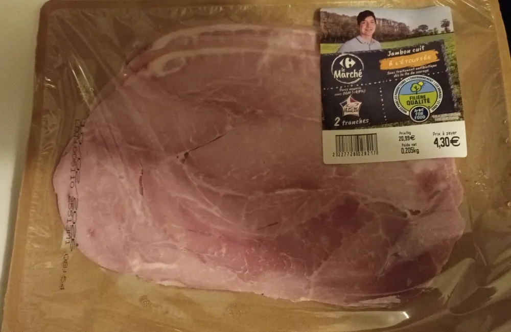 Jambon de  porc cuit supérieur avec couenne cuit à  l ' étouffée