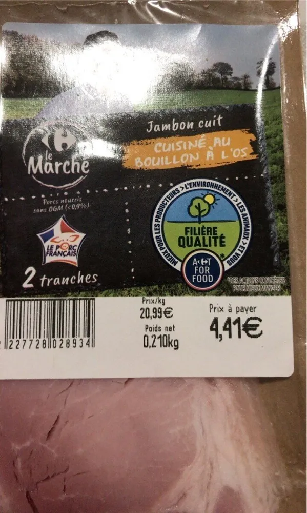 Jambon cuit cuisiné au bouillon à l’os