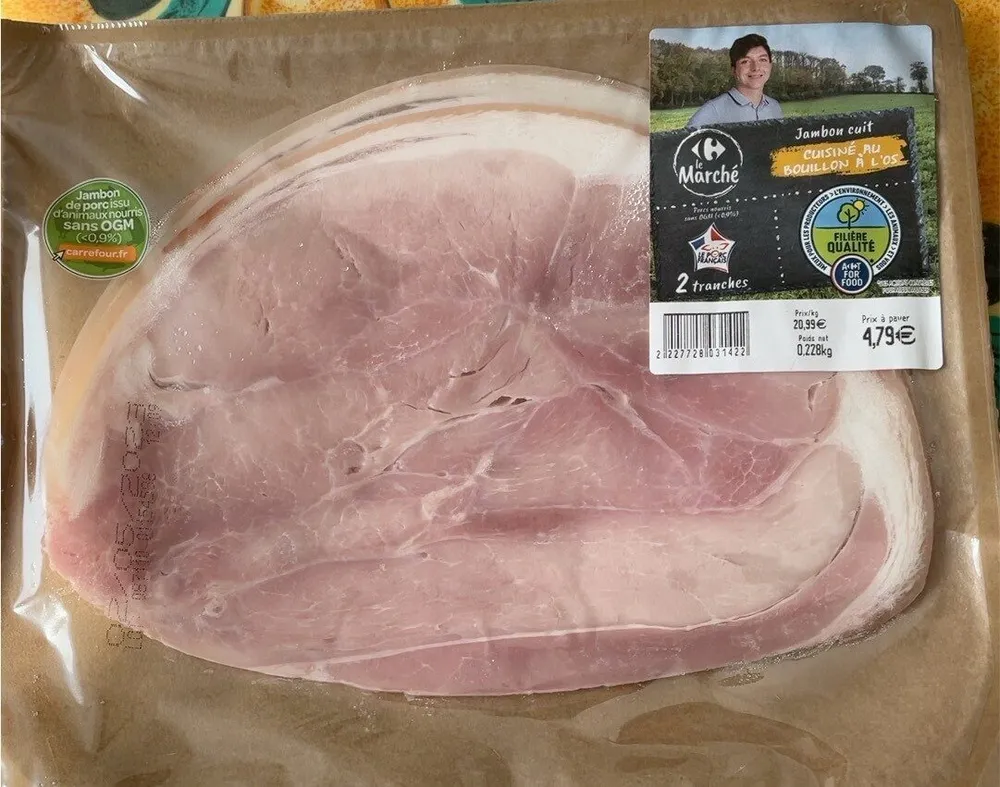 Jambon cuit cuisiné au bouillon â l’os