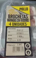 Brochetas de pollo marinadas con verduras