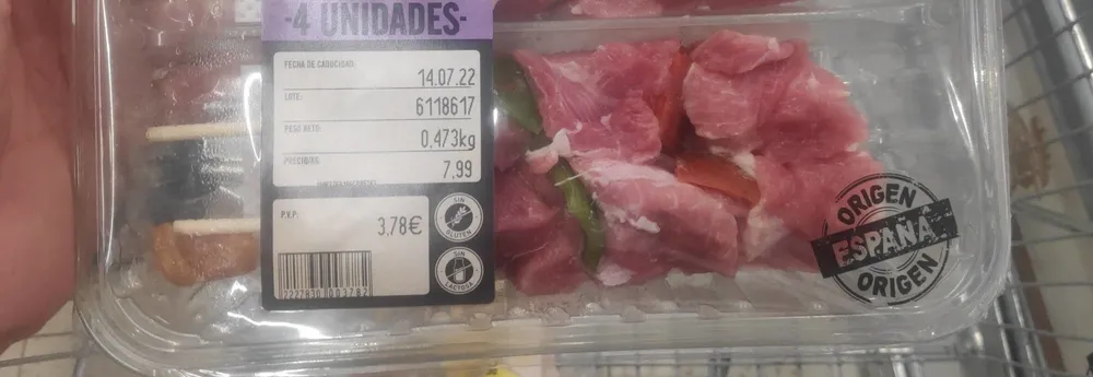 Brochetas marinadas pavo con verduras