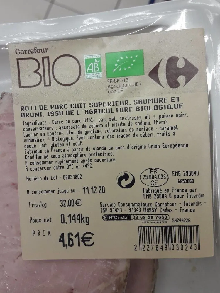 Rôti de porc cuit supérieur