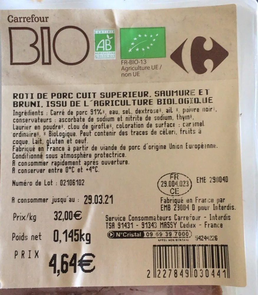 roti de porc cuit superieur