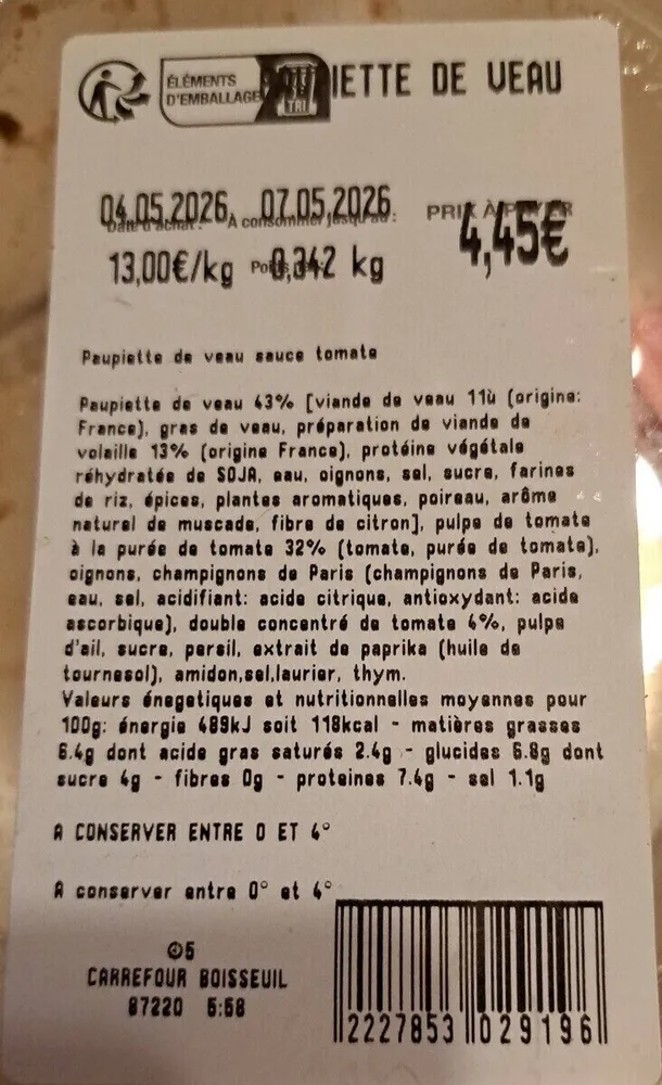Paupiette de veau