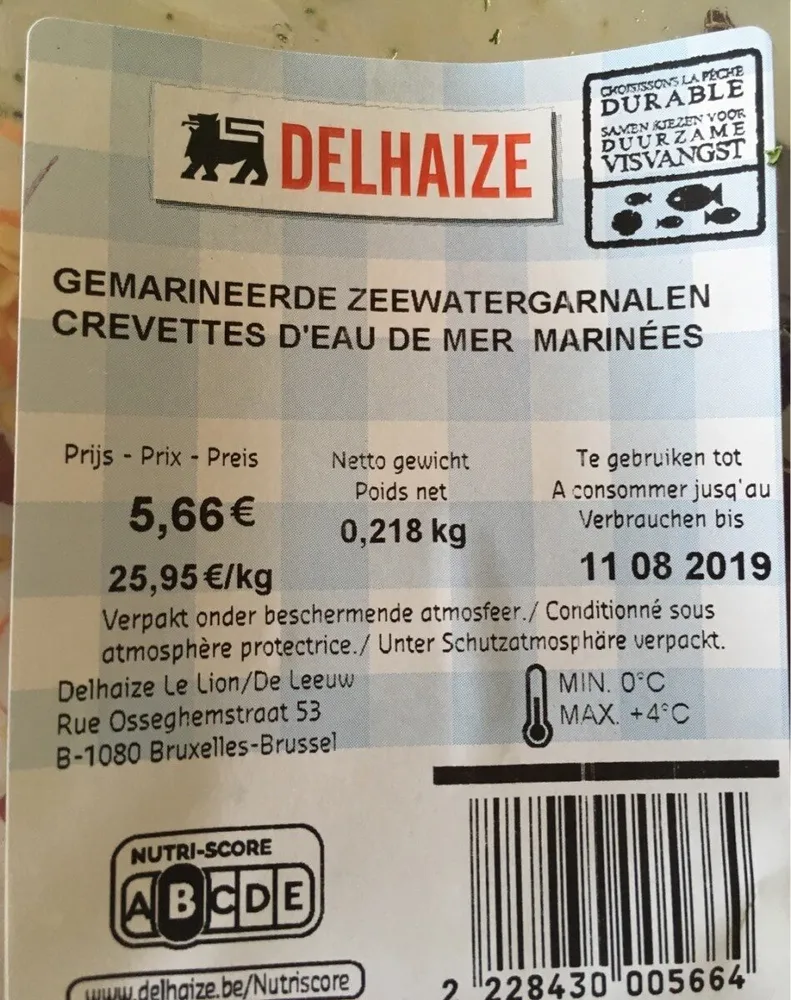 Crevettes d'eau de mer marinées