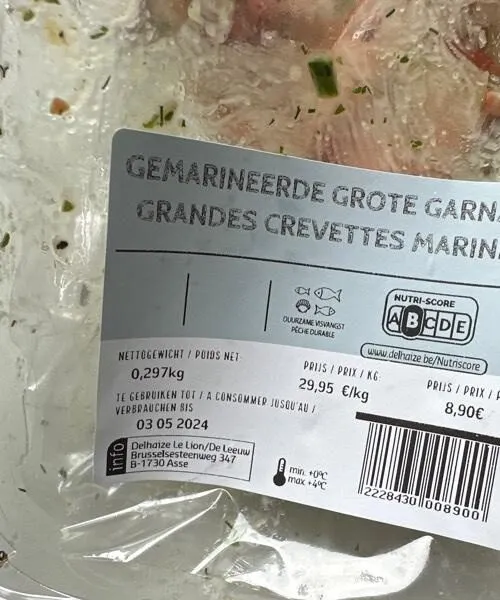 Grande crevettes marinee