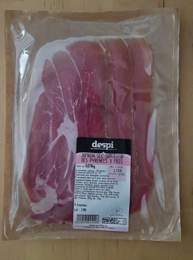 Jambon sec supérieur des Pyrénées 9 mois