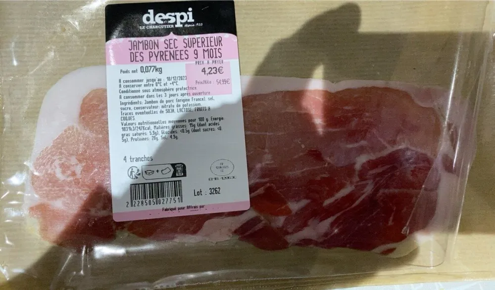Jambon sec superieur pyrenees 9 mois