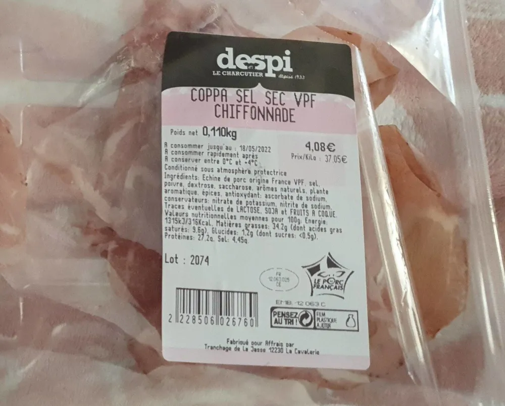 Coppa Sel sec vpf chiffonade