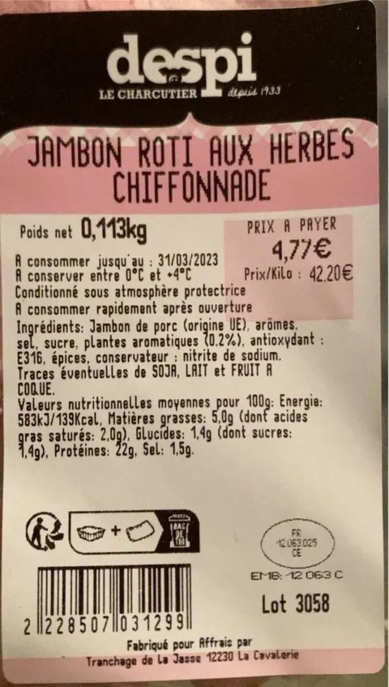 Jambon rôti aux herbes