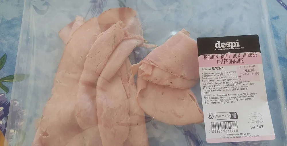 Jambon rôti aux herbes chiffonnade