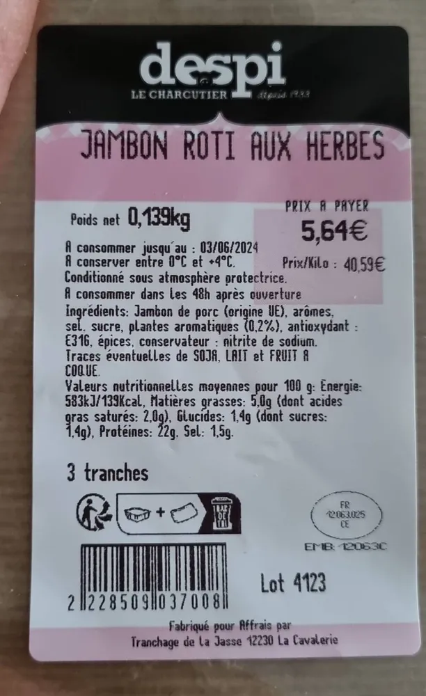 Jambon rôti aux herbes