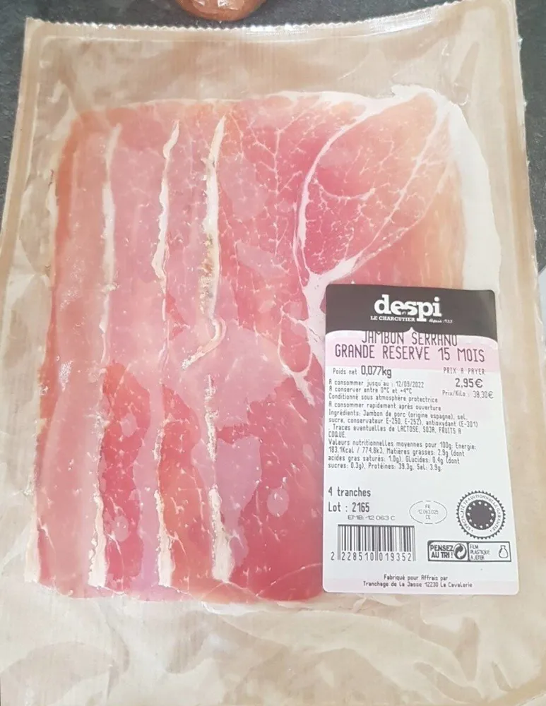 Jambon Serrano grande réserve 15 mois