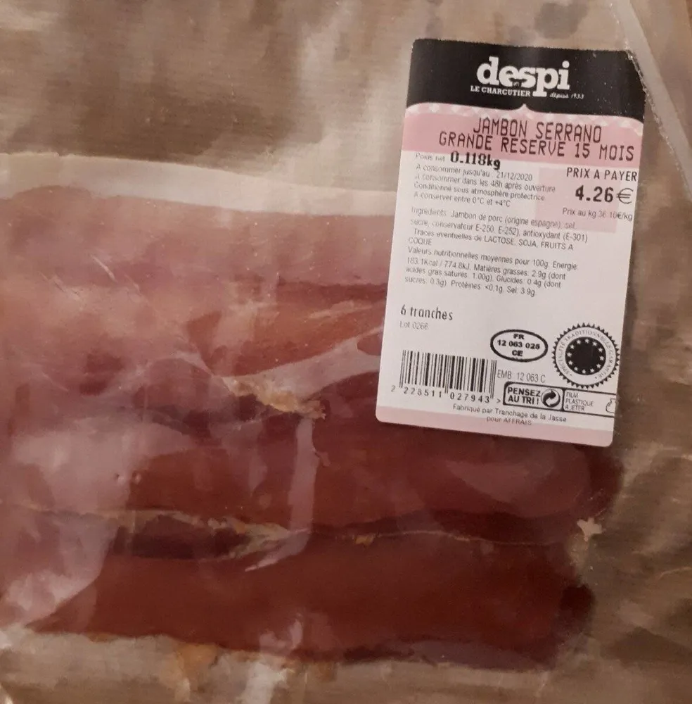 Jambon Serrano Grande Réserve 15 mois