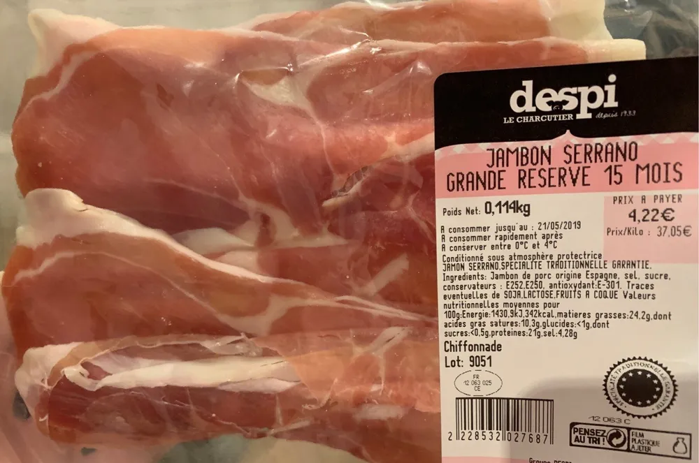 Jambon Serrano grande réserve 15 mois