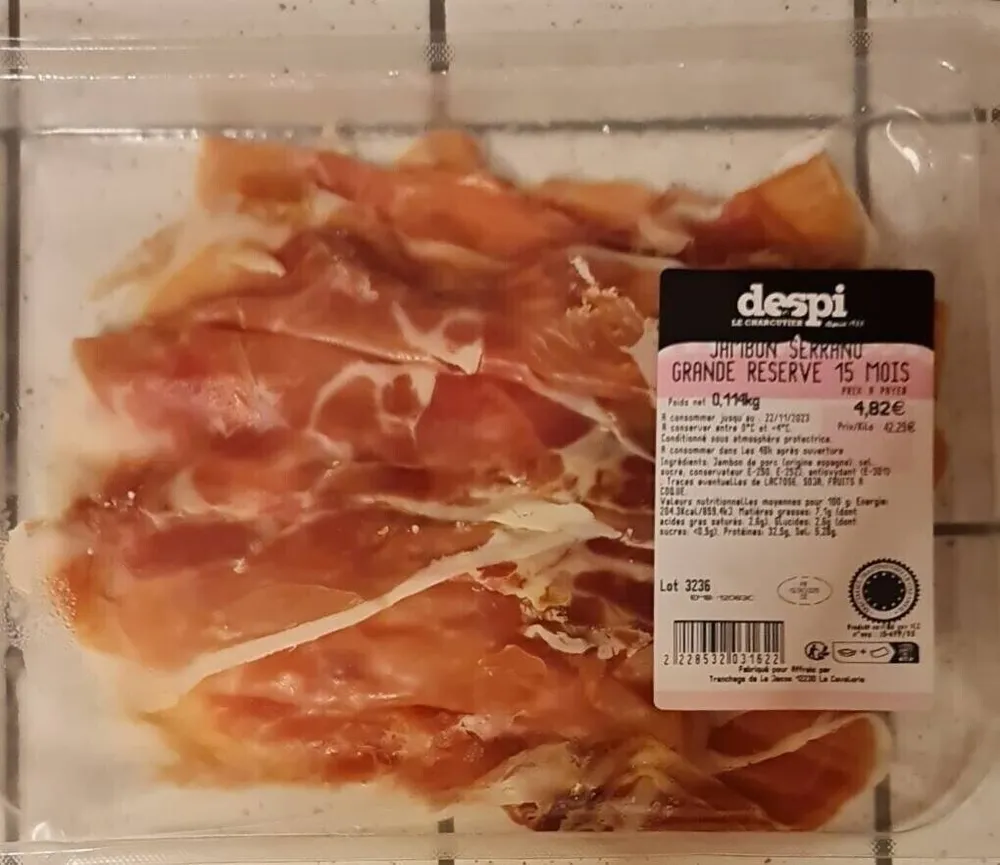 Jambon Serrano grande réserve 15 mois