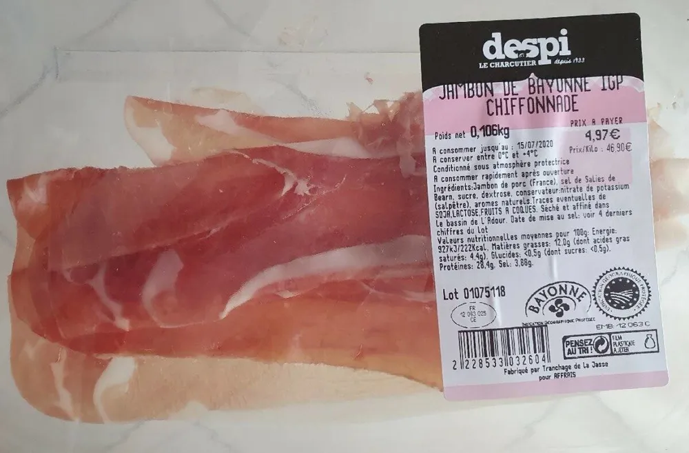 Jambon de Bayonne IGP chiffonnade