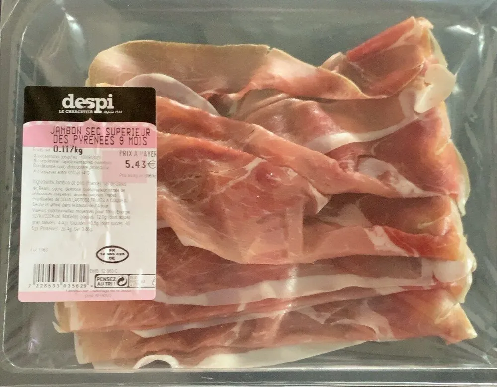 Jambon sec superieur des Pyrénées 9 mois