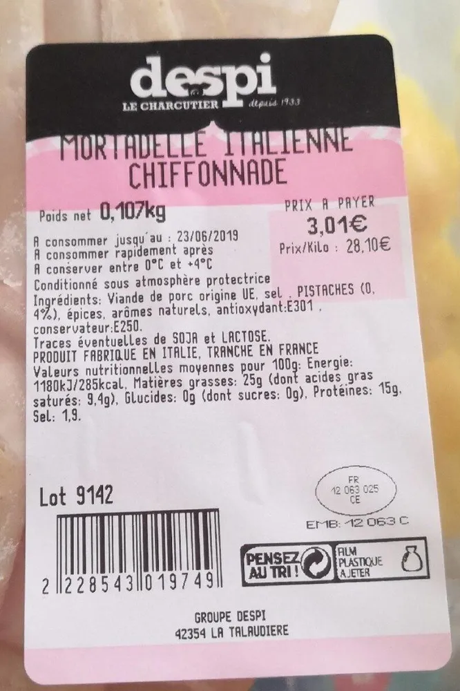 Chiffonnade mortadelle