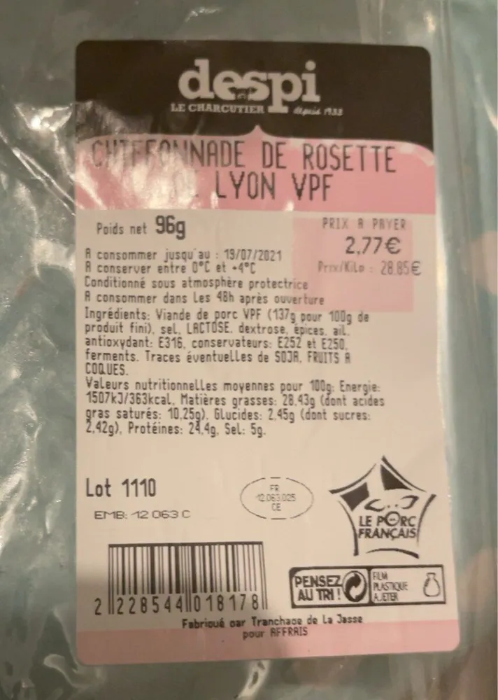 Chiffonade de Rosette de Lyon