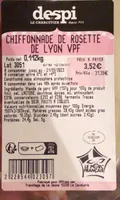 Chiffonnade de rosette de lyon vpf