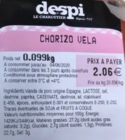 Chorizo vela